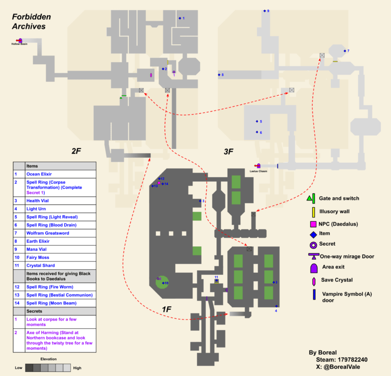 Lunacid - Maps (Items, Quests, Secrets, POI)